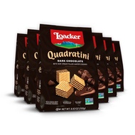 Loacker Quadratini Dark Chocolate bite-size Wafer Cookies | LARGE Pack of 6 | Crispy Wafers with 4 c