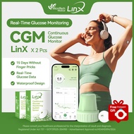MicroTech 2Sets LinX Continuous Glucose Monitor Blood Sugar Test No Finger Pricking Glucometer for 3