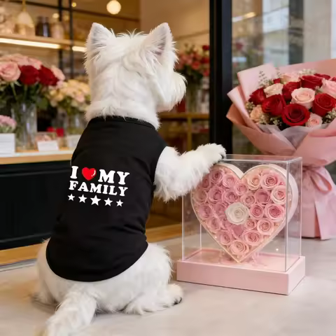 1pc I LOVE MY FAMILY printed pet vest, Spring new classic letters printed pet sleeveless T-shirt