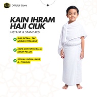 Kain Ihram Budak Lelaki Cotton Set Haji Cilik Kanak-Kanak Instant Siap Getah Umrah Kids Ihram Cloth 