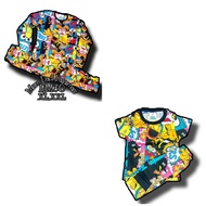 🌈Thr3e Sisters🌈Kids tag 2,8,10, Big Kids tag 12-18 & Mom Dad tag XXL Pajamas Set Elmo Hitam