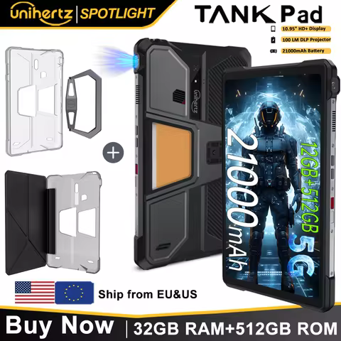 Unihertz Tank PAD 8849 Rugged Projector Phone Tablet Android 32GB 512GB 21000mAh 10.95" FHD Dual Spe