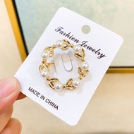 Japanese Korean Cute Sweet Brooch Fashion Vintage Pearl Round Exquisite Anti-Glare Suit Accessories