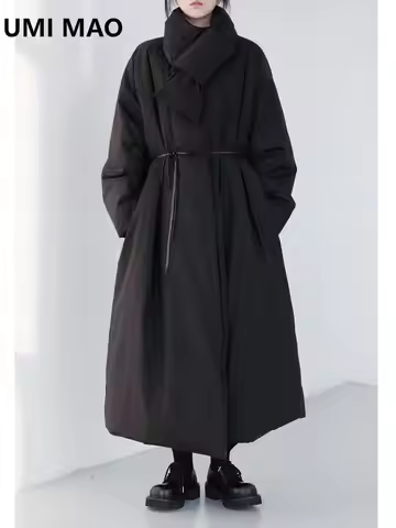 UMI MAO Yamamoto Dark Coat Femme Super Thick Life Long Jacket With 90% White Duck Down Jackets Warmt