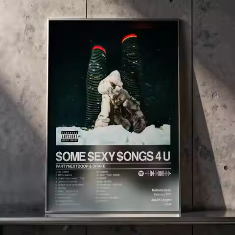 Partynextdoor Drake Ablum Poster Self-adhesive Art Waterproof Paper Sticker Coffee House Bar Room