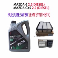 MAZDA 6 2.2 (D), CX5 2.2 (D)  OIL FILTER + AIR FILTER + FUELUBE 5W30 SEMI  SYNTHETIC  ENGINE OIL CX-