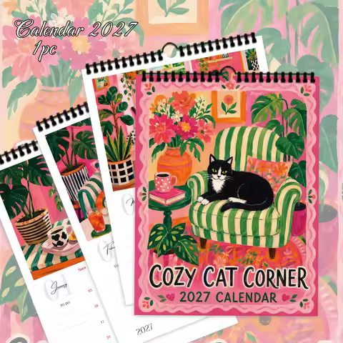 1pc 2027 Wall Calendar, Literary Kitchen Theme, 12-Month Monthly Planner, Perfect Gift for Birthdays