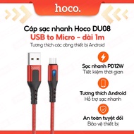 PD12W USB to Micro Hoco DU08/DU08 Plus charging cable, anti-break parachute cord, with LED light, 1m