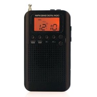 全城熱賣 - HRD-104 外置揚聲器迷你便攜式AM FM兩波段收音機 (顏色：黑色)