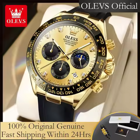OLEVS 2875 Original Men's Watch Silicone Strap Luxury Top Brand Quartz Watch for Man Waterproof Glow