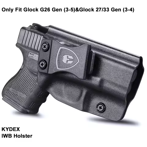Only Fit Glock G26 Gen (3-5)&Glock 27/33 Gen (3-4),KYDEX IWB Holster,Lock Click Sound,Concealed Carr