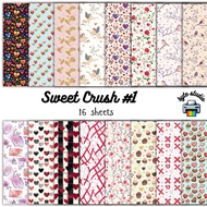 16 Sheets 8x8 Sweet Crush Print by byte studio | Premium Paper Craft Junk Journal Stationery