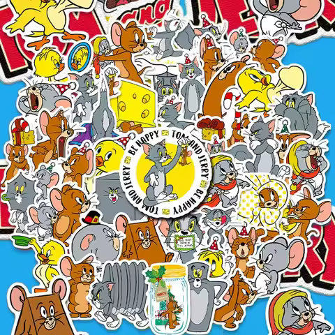 50Pcs Tom and Jerry Stickers Pack Waterproof Laptop Phone Scrapbooking Motorcycle Car Korean Decal S
