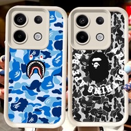 H118 Bape Shark White Casing for Xiaomi Redmi 13C 15C 13X poco M6 13T X6 Neo Note 13 Pro Plus 5G