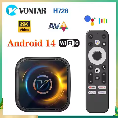 Android 14.0 Set Top Box VONTAR Allwinner H728 Android 14 TV Box Octa Core Cooling FAN Support AV1 8