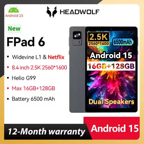 HEADWOLF FPad 6 8.4 inch Andorid 14 tablet 8GB RAM 128GB ROM MTK G99 Octa-core 4G SIM 6500 mAh Batte
