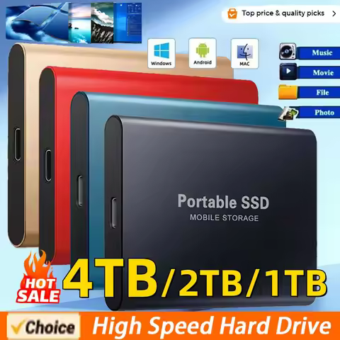 Durable 2TB External Hard Disk Type-C USB 3.1 Fast Hard Drive 4TB High Capacity Storage Solid State 