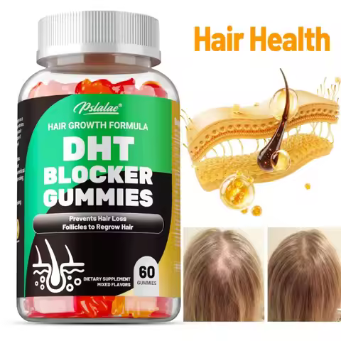 DHT Blocker Gummies - Hair Growth Supplement, for Hereditary Thinning Hair - for Men and Women - 60p