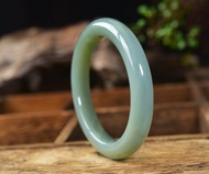 收藏級天然和田玉且末藍手鐲 圈口59.2mm 玉質細膩溫潤 手工打磨