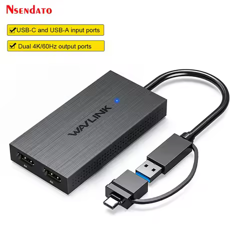 Wavlink USB3.1 USB C to Dual HDMI Expand Display Adapter DL6950/SM768 Chip Dual 4k@60Hz Monitor For 