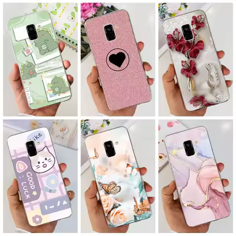 For Samsung A8 2018 Case A8 Plus Cover SM-A530F SM-A730F Fundas Fashion Butterfly Marble Soft Bumper
