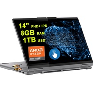 Lenovo Yoga 7 2-in-1 AI PC Laptop 14" FHD+ IPS Touch AMD Zen4 6-core Ryzen 5 8640HS (> i7-1255u) 8GB