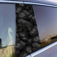 2pcs Dollar Bill Car Decals - Self-Adhesive B-Pillar Protector Stickers, Realistic US Currency Desig