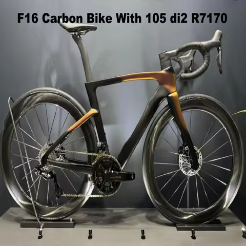 2025 F16 Road Carbon Complete bike F14 Luxter Red Gold With 105 R7170 di2 Groupset 60mm Carbon Wheel