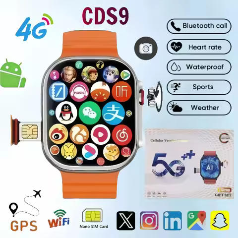 CDS9 New Android Smartwatch 4G Network SIM Card WiFi Rotary Camera Amoled Google Play Store Global V