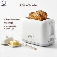 IDOWELL 2/4 Slice Bread Toaster 6 Browning Levels Wide Slot Toaster with Removable Crumb Tray Compac