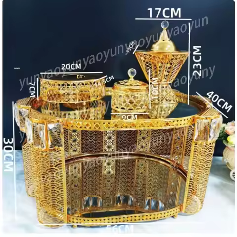 European Table Incense Set, 5-Star Hotel Crystal Sugar Bowl with Metal Stand, Dining Decorative Cent