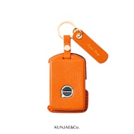 (Handmade จัดส่งใน 7-10 วัน) เคสกุญแจรถยนต์ VOLVO หนังแพะ French Goat Leather มีให้เลือก18สี ห่อของข