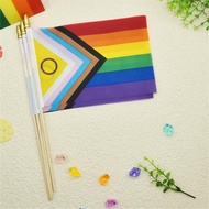 50 Pack Intersex Progress  Pride Stick Flag Small Mini Rainbow Hand Held LGBTQ Flags,5x8 Inch