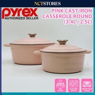 Pyrex 3.4L & 2.5L Cast Iron Casserole Pot– Pink | Dutch Oven, Induction & Oven Safe