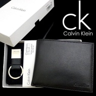 ♥❣Calvin Klein Woven Card Holder Genuine Leather Wallet Short Men's Coin Purse Foldable Tote Bag Ori