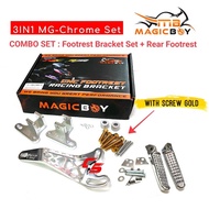 RS150 RSX150 RSX Magic Boy Chrome Footrest Bracket & Exhaust Bracket (Adjustable) & Rear Footrest