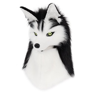 Furry Head Mask สัตว์หมาป่าสุนัข Plush Faux Fur หน้ากากสําหรับ Halloween Masquerade Cosplay เครื่องแ