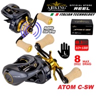 Ajiking Atom C-SW High Speed Baitcasting Reel [8kg Max Drag] Left Handle Saltwater Bc Baitcast Fishi