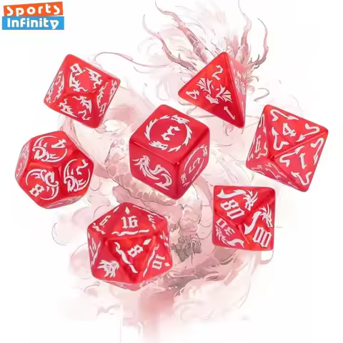 New 7pcs/set Dragon Element Polyhedral Dice Set Number Dice Kit for Dnd COC Cthulhu TRPG Running Tea