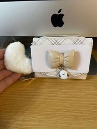 順豐包郵日本直送coboca+銀喉長尾山雀 迷你絲帶三折銀包 錢包 米色