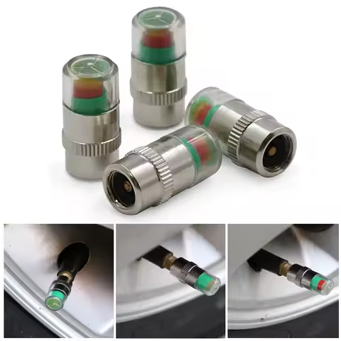 4/8Pcs Car Tire Pressure Monitor Valve Stem Caps Sensor Indicator 36PSI 2.4 Bar Eye Alert Diagnostic