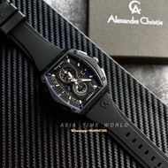 *Ready Stock*ORIGINAL Alexandre Christie 6608MCRIPBA Quartz Black FKM Rubber Strap Chronograph Men’s Watch