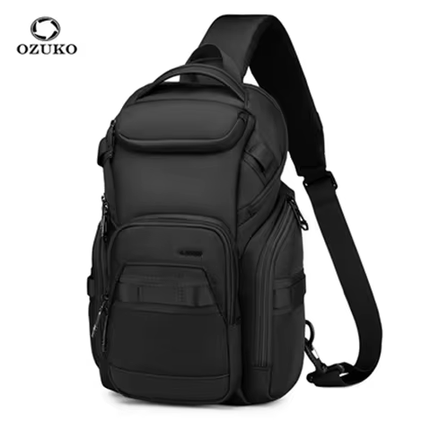 OZUKO Business Commuter Men's Chest Bag Fashion Multi-functional Shoulder Bag Lightweight Travel Wat