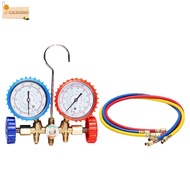 CAUSIXBDO Manifold Gauge Set, Alloy Vacuum Gauge AC Manifold Gauge Set, Durable Quick Coupler 3-Colo
