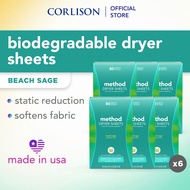 [Bundle of 6] Method Dryer Sheet - Beach Sage (80 sheets) (Carton)