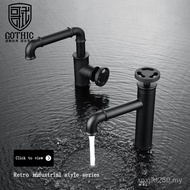 Black Industrial Style Gold Creative All-Copper Basin Retro Face Hand Wash Faucet Brother Style Basi