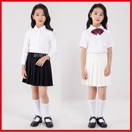 Student School Graduation Uniform for Kids Girl 1-10 Year Old Formal Shirt Summer JK Short Skirt Whi