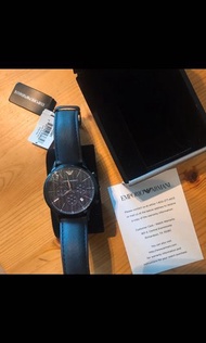 Armani leather strap watch 黑色皮帶手錶