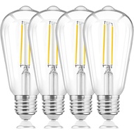 Mentol Pengganti Lampu Luar Ruangan, ST58 E26, Voltan Rendah 3V, Putih Hangat 2700K, Kalis Air, 1W, 