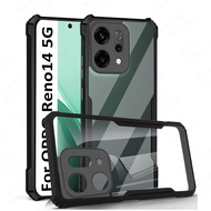 Acrylic Transparent Shockproof Phone Case For Oppo Reno14 5G Airbags TPU Frame Protective Cover Reno